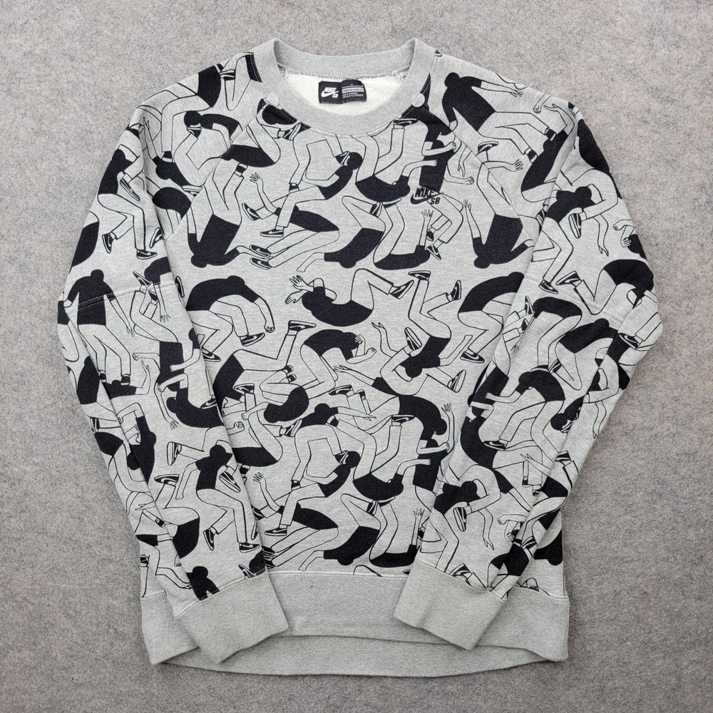 Nike SB Sweatshirt Mens Large Gray Fleece Pullover Crewneck‎ Skateboard Graphic